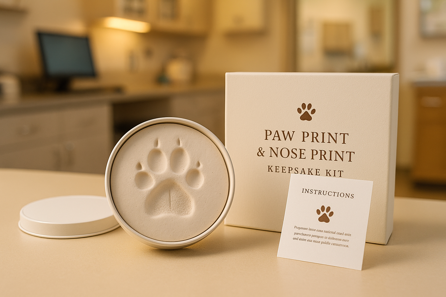 Paw Print / Nose Print Kit  
A clay impression as a keepsake for pet services
